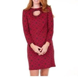 Tracy Negoshian PINK/BROWN Shift Dress Embellished Keyhole Opening S 4-6 NWT